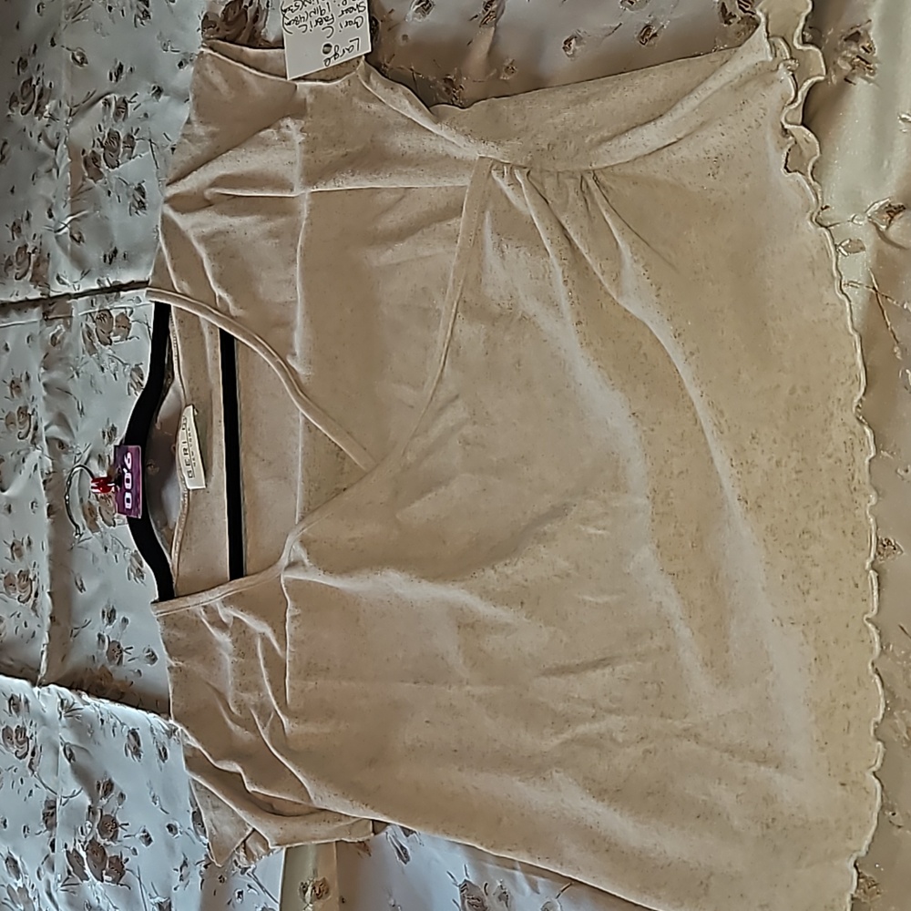 Sheer tan cap sleeved blouse